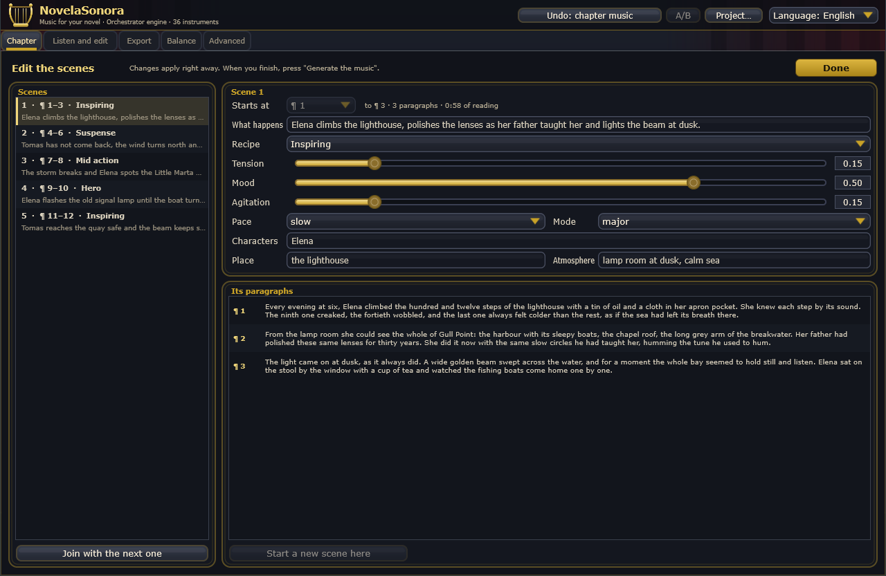 The scene editor