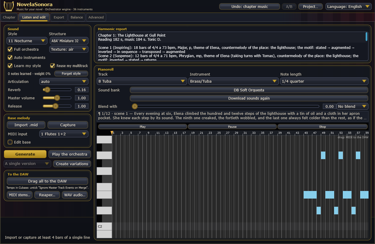 The Listen and edit tab